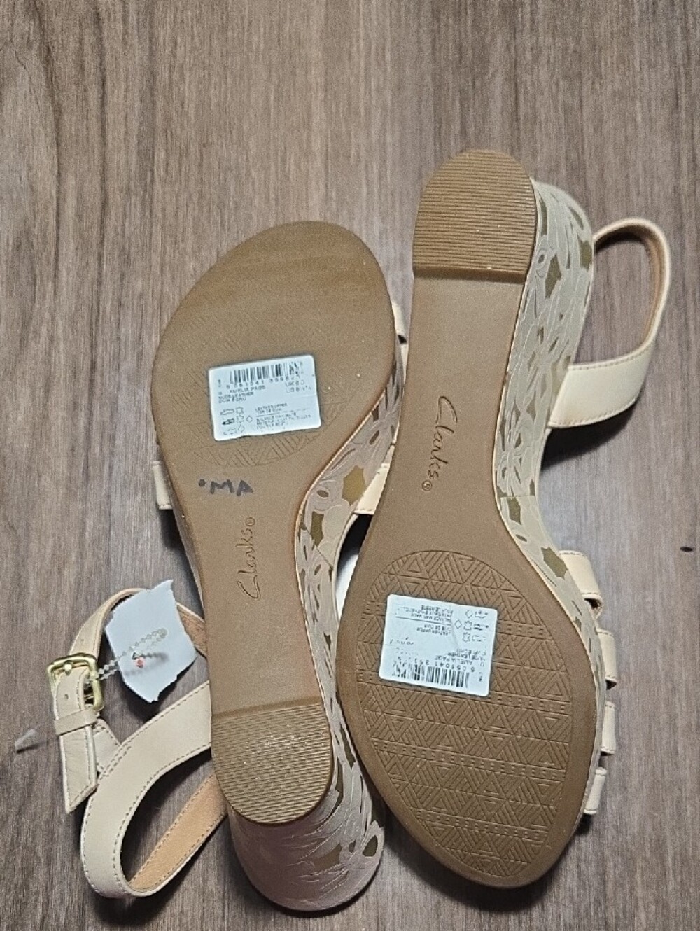 Clarks Cream Floral-Pattern Wedge Sandals - Picture 5 of 5